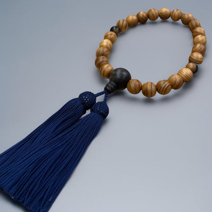 永平寺杉黒柿仕立 念珠〈22玉・正絹頭房 紺色〉